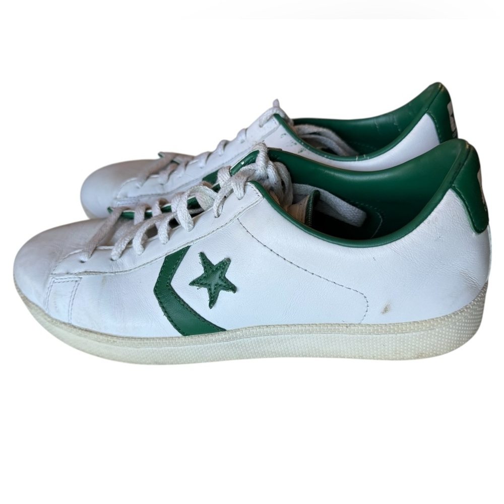 White and Green Retro Converse Men’s 12 Leather Sneakers Boston Celtics NBA